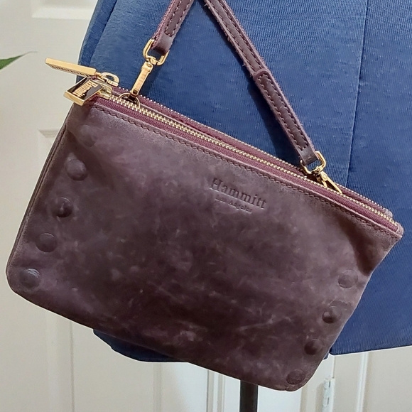 Hammitt Handbags - Hammitt Deep Purple Women's Leather Convertable  Crossbody Bag/clutch